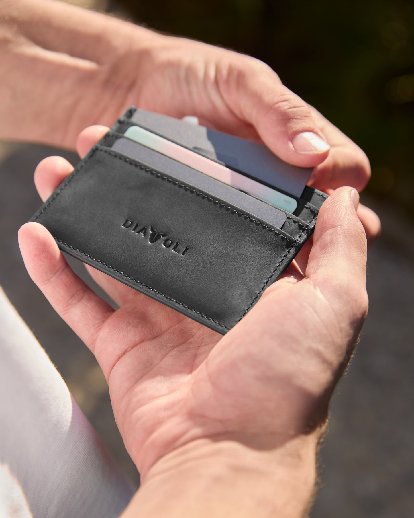 Slim Wallet Napoli - Leder - Kartenetui schwarz