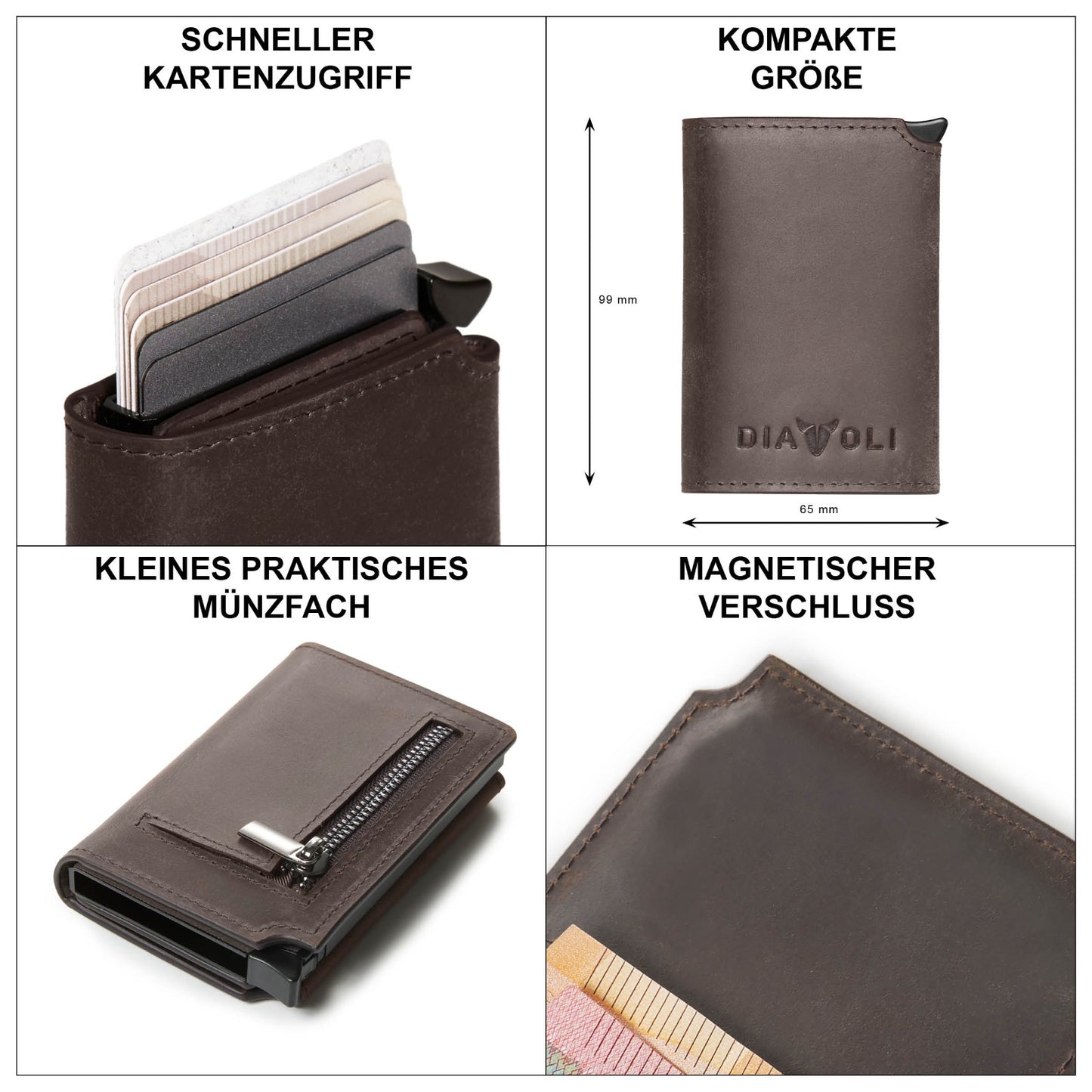 Wallet Lennox - Leder Slim Wallet mit Münzfach