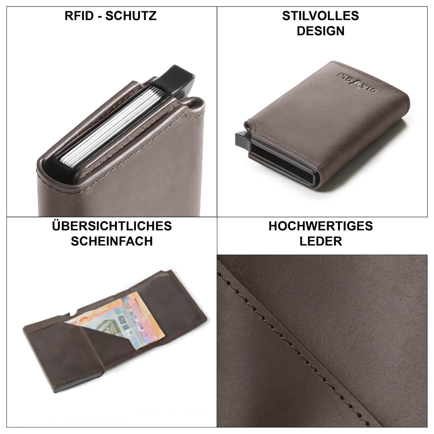 Wallet Lennox - Leder Slim Wallet mit Münzfach