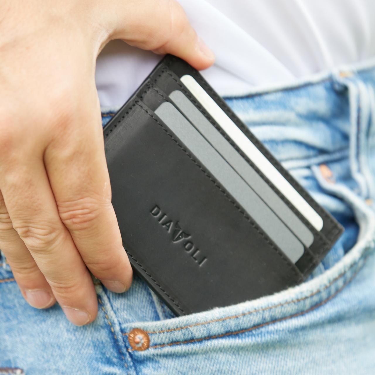 Slim Wallet Napoli - Leder - Kartenetui schwarz