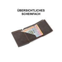 DIAVOLI - Wallet Lennox - Leder - Slim Wallet mit Münzfach - Geldbeutel mit RFID Schutz - Kartenetui bis 8 Karten - Mini Portemonnaie für Damen und Herren - Geldbörse - Leder Braun